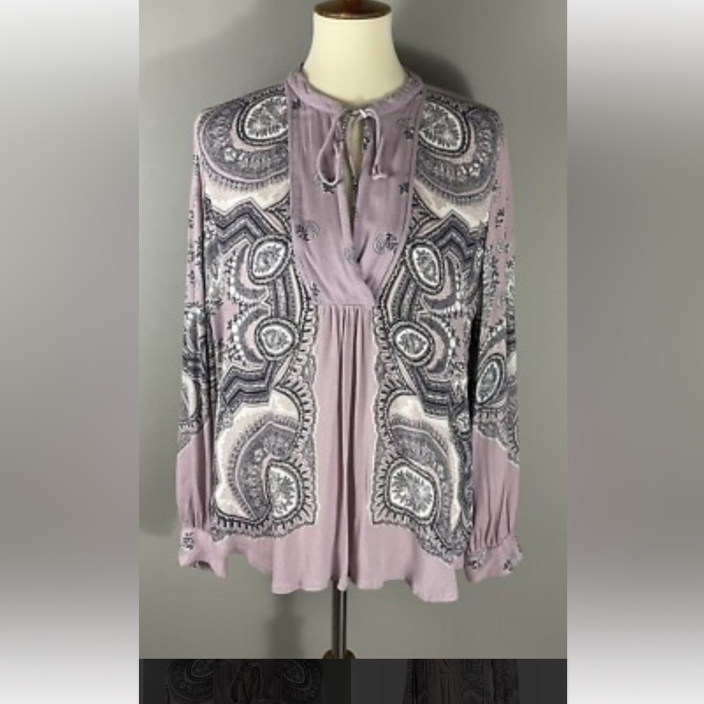 Lucky Brand Boho Paisley Print Peasant Blouse